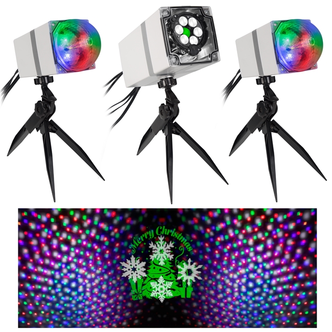 LED Projection Set with 3 Spotlights and Speaker